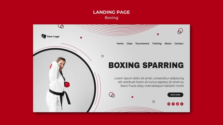 PSD gratuito plantilla de página de destino para entrenamiento de boxeo