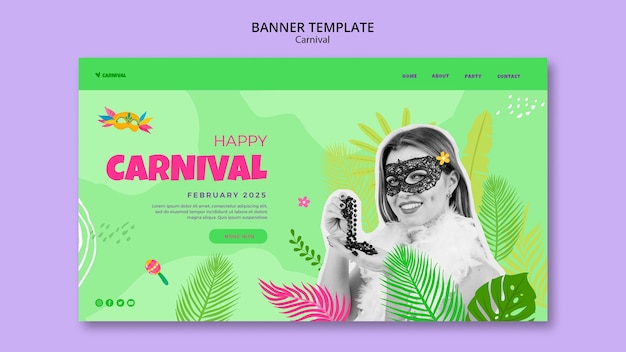 PSD gratuito plantilla de página de destino de entretenimiento de carnaval