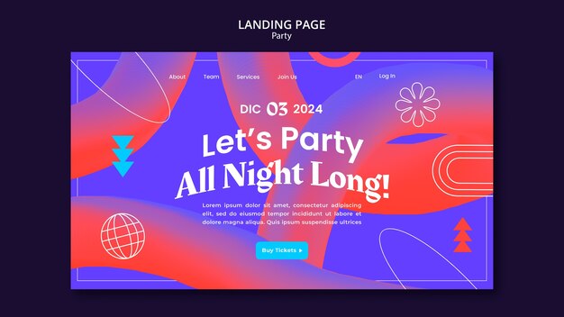 Plantilla de página de destino de entretenimiento de fiesta