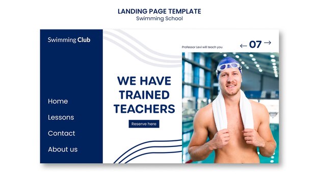 Plantilla de página de destino de escuela de natación