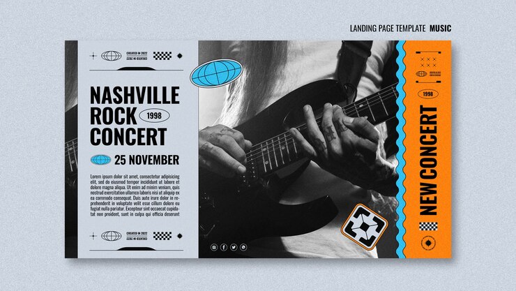PSD gratuito plantilla de página de destino de espectáculo de música en vivo