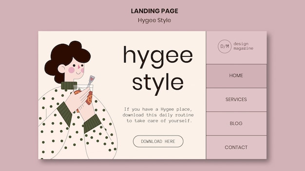 PSD gratuito plantilla de página de destino de estilo hygge