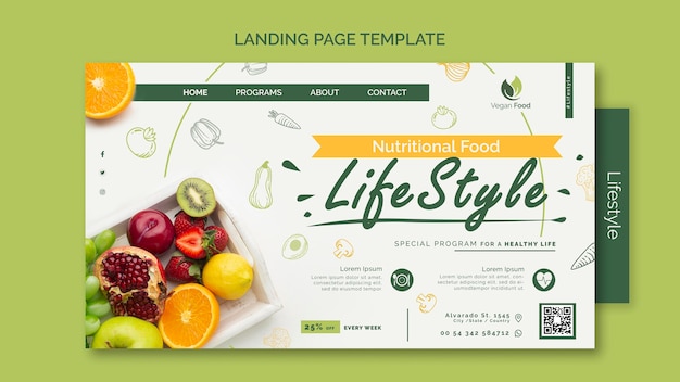 Plantilla de página de destino de estilo de vida de alimentación saludable