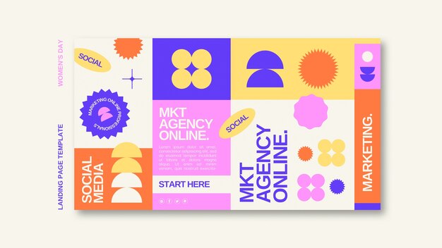 Plantilla de página de destino de estrategia de marketing de diseño plano