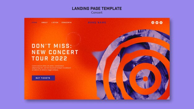 Plantilla de página de destino de evento de concierto abstracto