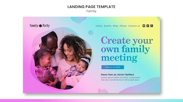 PSD gratuito plantilla de página de destino familiar de diseño plano