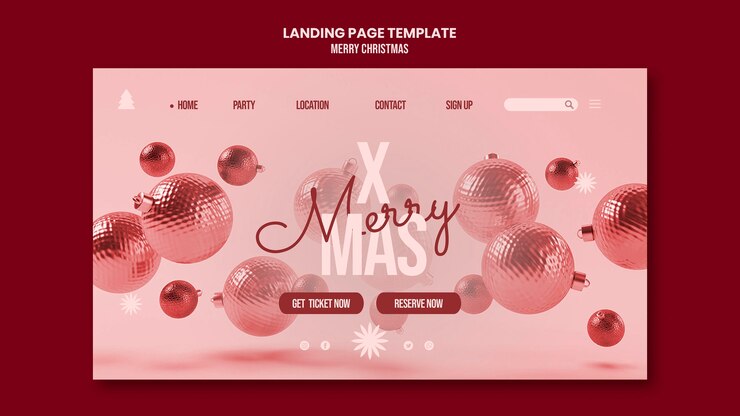 PSD gratuito plantilla de página de destino de feliz navidad
