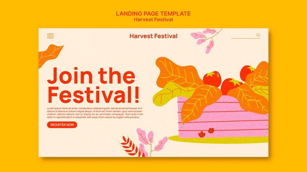 Plantilla de página de destino del festival de la cosecha con verduras