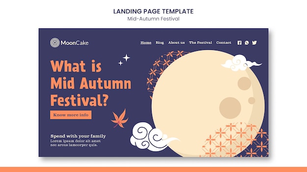 Plantilla de página de destino del festival del medio otoño