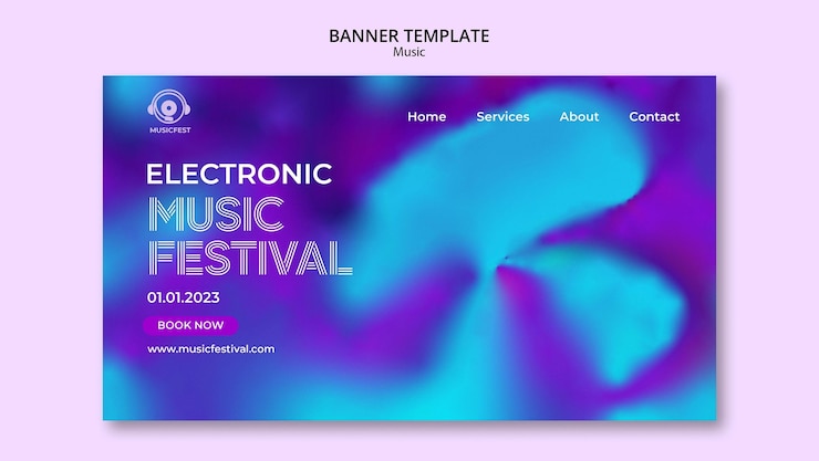PSD gratuito plantilla de página de destino de festival de música borrosa