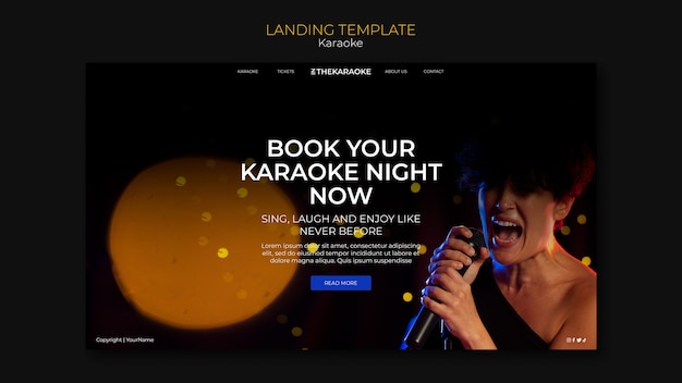 PSD gratuito plantilla de página de destino de fiesta de karaoke