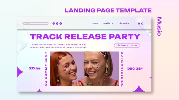 Plantilla de página de destino para fiesta de lanzamiento de pistas musicales