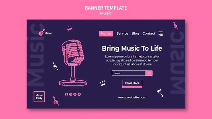 PSD gratuito plantilla de página de destino para fiesta musical