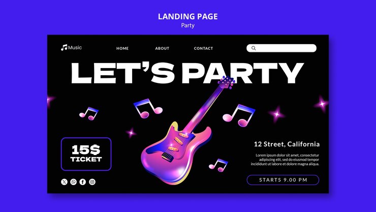 Plantilla de página de destino de fiesta musical