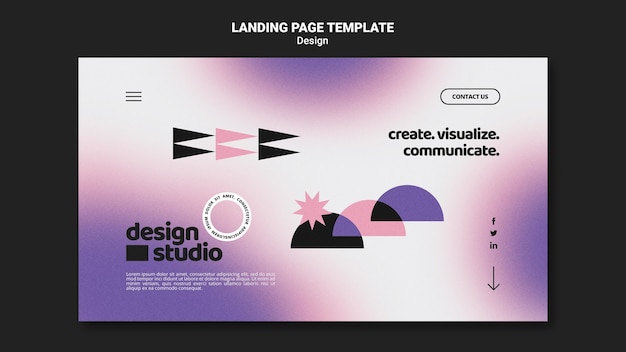 PSD gratuito plantilla de página de destino geométrica para estudio de diseño