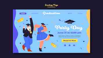 PSD gratuito plantilla de página de destino de graduación de diseño plano