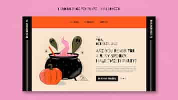 PSD gratuito plantilla de página de destino de halloween de diseño plano