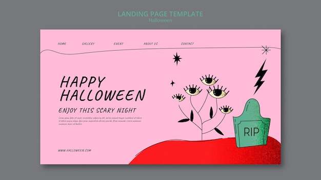 PSD gratuito plantilla de página de destino de halloween con textura brillante