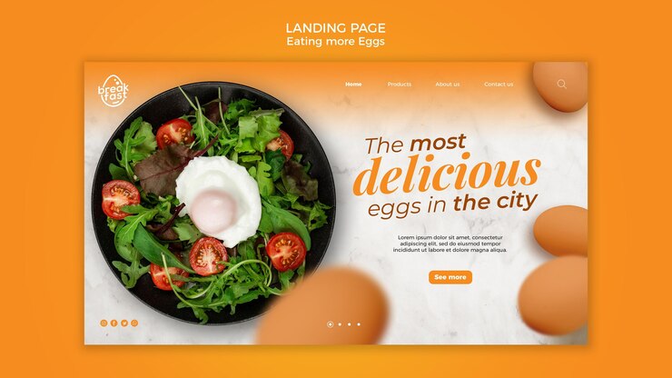 PSD gratuito la plantilla de página de destino de huevos más deliciosa