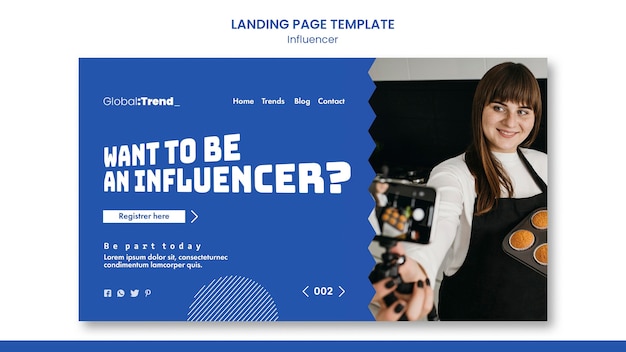 PSD gratuito plantilla de página de destino de influencers