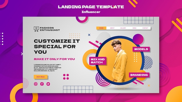 PSD gratuito plantilla de página de destino de influencers