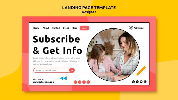 Plantilla de página de destino de información de diseño