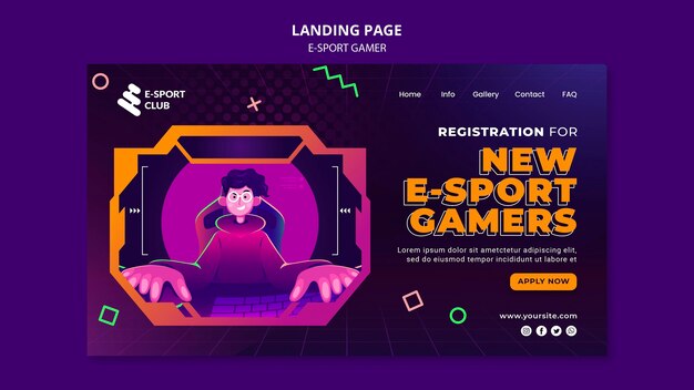 Plantilla de página de destino de juegos de e-sport