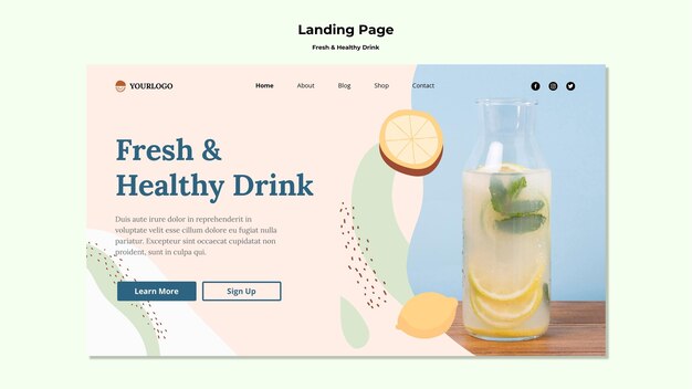 Plantilla de página de destino de jugo de frutas