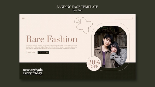 Plantilla de página de destino de lanzamiento de moda dibujada a mano