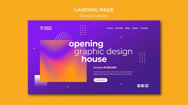 Plantilla de página de destino para lecciones de diseño gráfico