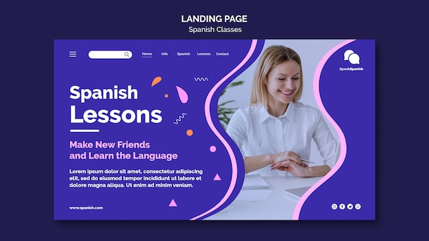 Plantilla de página de destino de lecciones de español