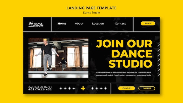 PSD gratuito plantilla de página de destino de lecciones de estudio de baile