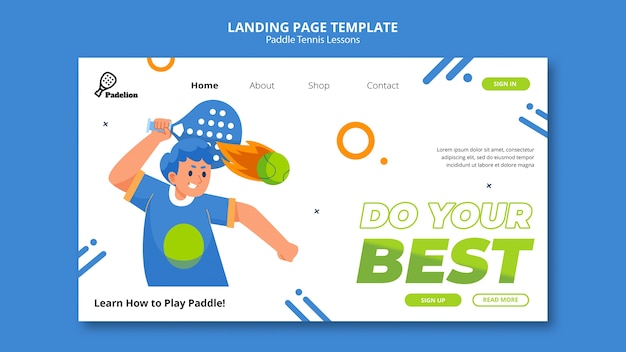 PSD gratuito plantilla de página de destino de lecciones de pádel