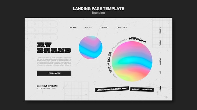 PSD gratuito plantilla de página de destino para la marca de la empresa con forma de círculo colorido
