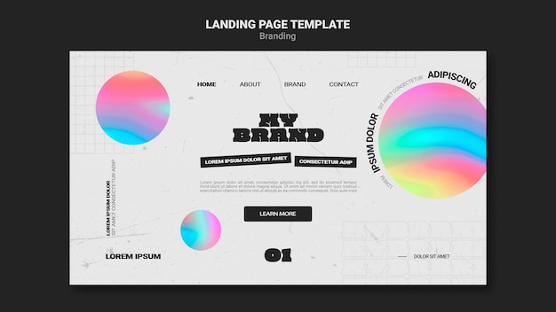 PSD gratuito plantilla de página de destino para la marca de la empresa con forma de círculo colorido
