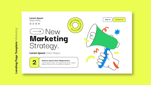 Plantilla de página de destino de marketing dibujada a mano