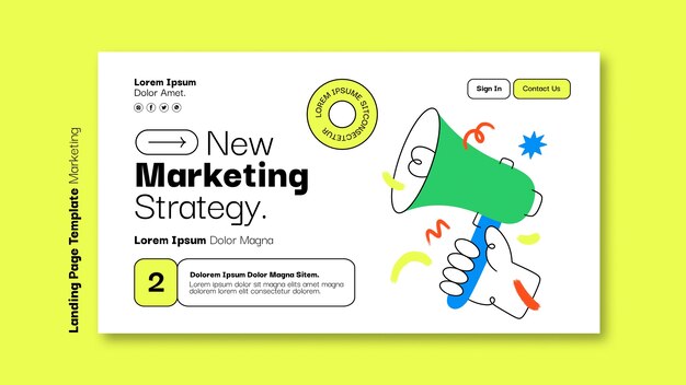 Plantilla de página de destino de marketing dibujada a mano