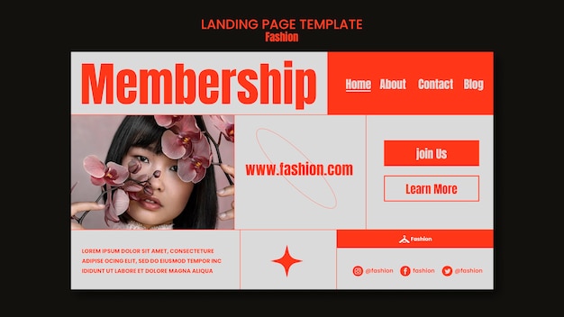 PSD gratuito plantilla de página de destino de membresía de moda