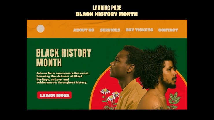 PSD gratuito plantilla de página de destino del mes de la historia negra
