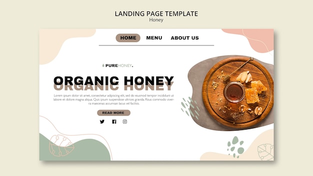 Plantilla de página de destino para miel pura