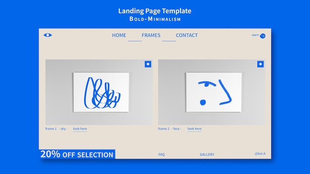 PSD gratuito plantilla de página de destino de minimalismo atrevido