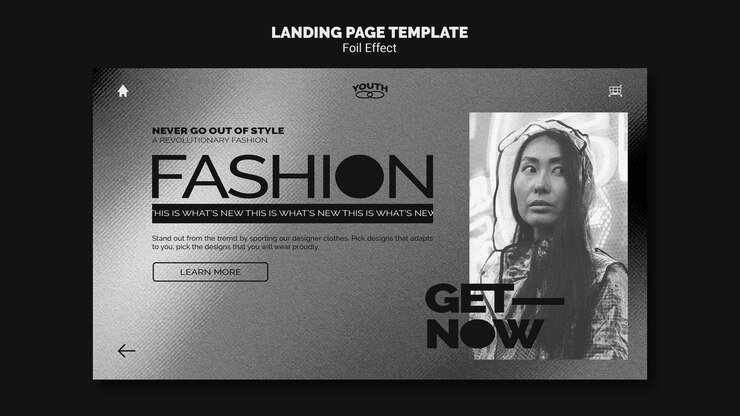 PSD gratuito plantilla de página de destino para moda con efecto laminado
