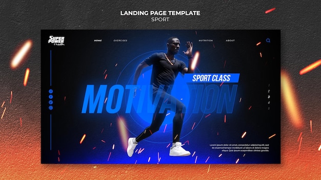 Plantilla de página de destino de motivación deportiva