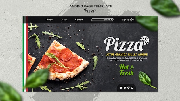 PSD gratuito plantilla de página de destino para pizzería italiana