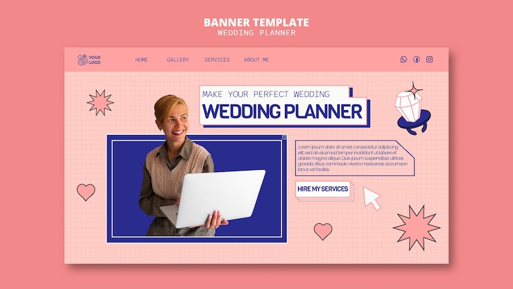 PSD gratuito plantilla de página de destino del planificador de bodas