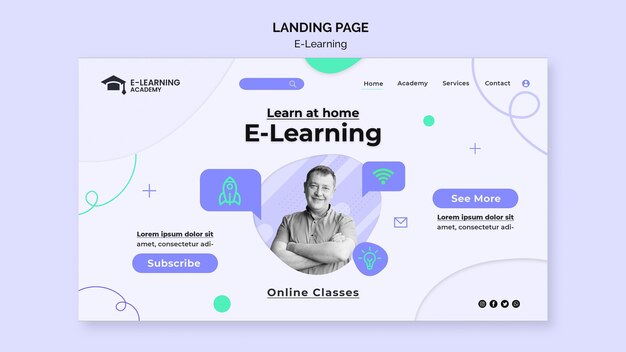 Plantilla de página de destino de la plataforma de e-learning