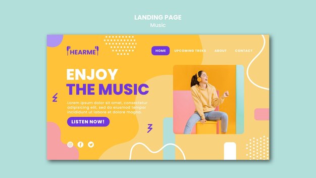 Plantilla de página de destino de plataforma de música