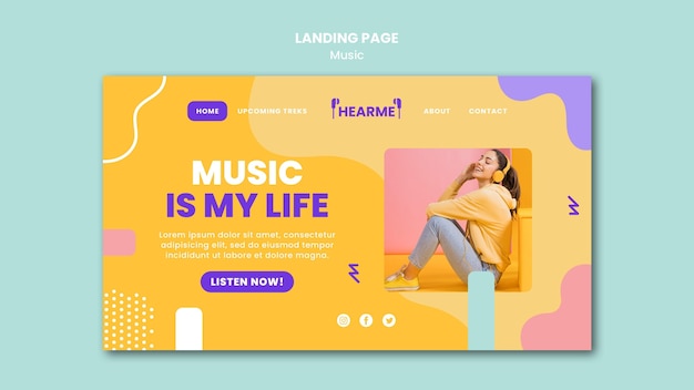 PSD gratuito plantilla de página de destino de plataforma de música