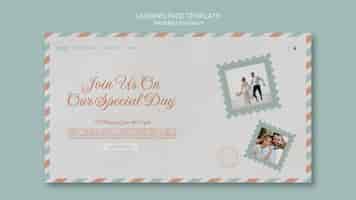 PSD gratuito plantilla de página de destino de postal de boda