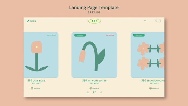 PSD gratuito plantilla de página de destino de primavera con flor
